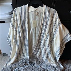 Fringe poncho cardigan